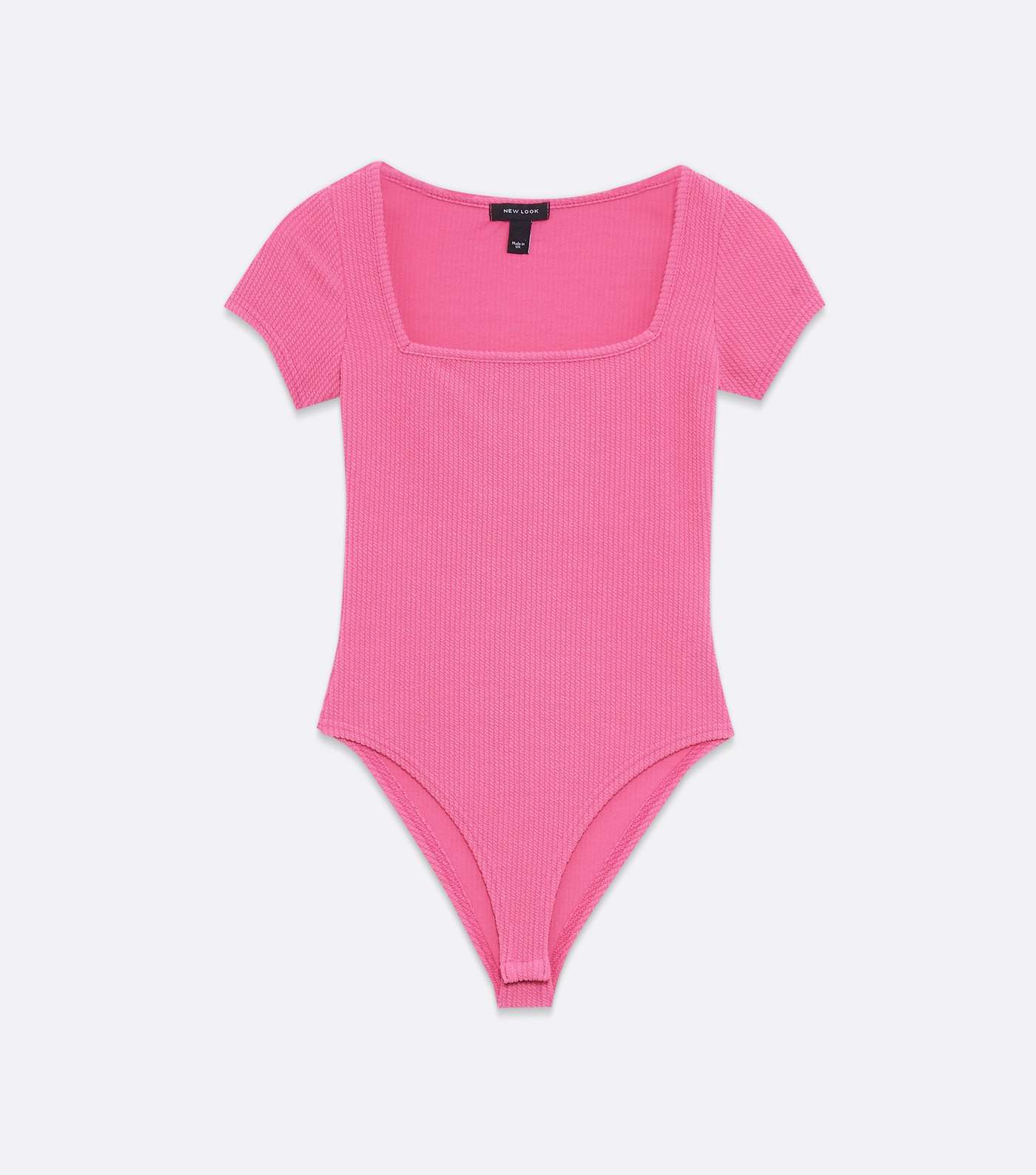 Bright Pink Ribbed Square Neck Bodysuit Image 5