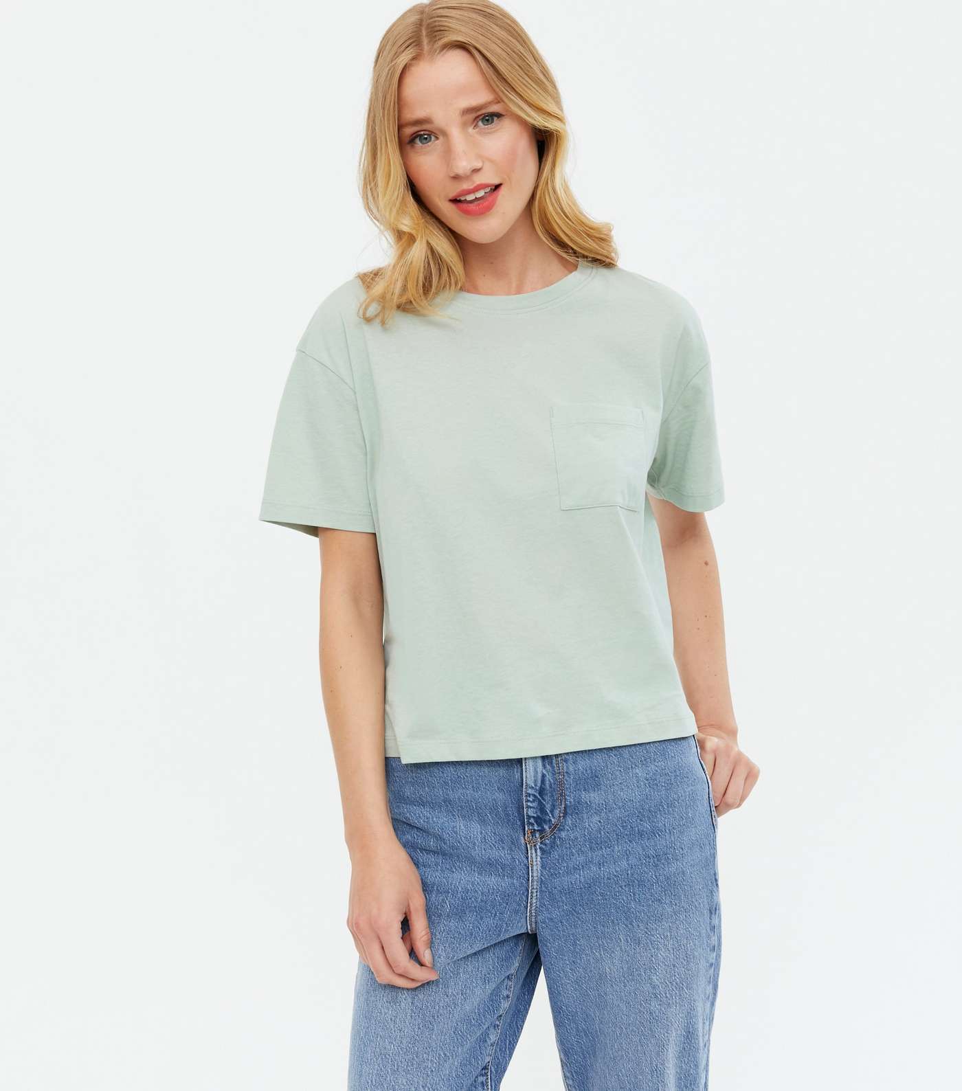 Light Green Pocket Front Boxy T-Shirt