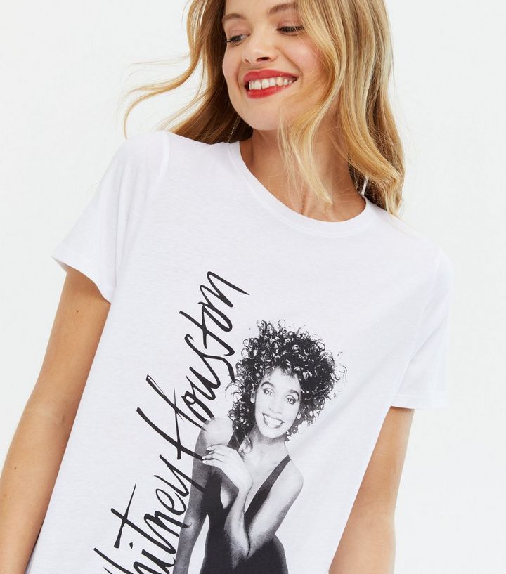 White Logo Whitney Houston T Shirt New Look