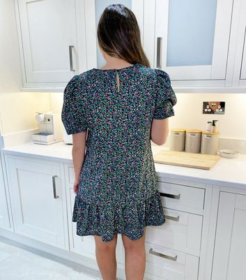 Click to view product details and reviews for Ax Paris Blue Floral Puff Sleeve Smock Dress New Look.