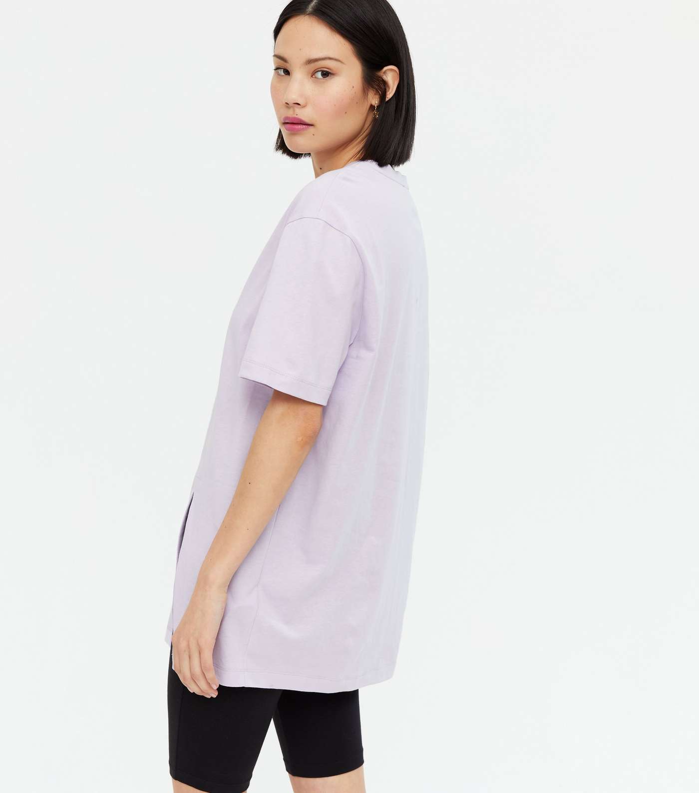 Lilac Split Hem Oversized T-Shirt Image 4
