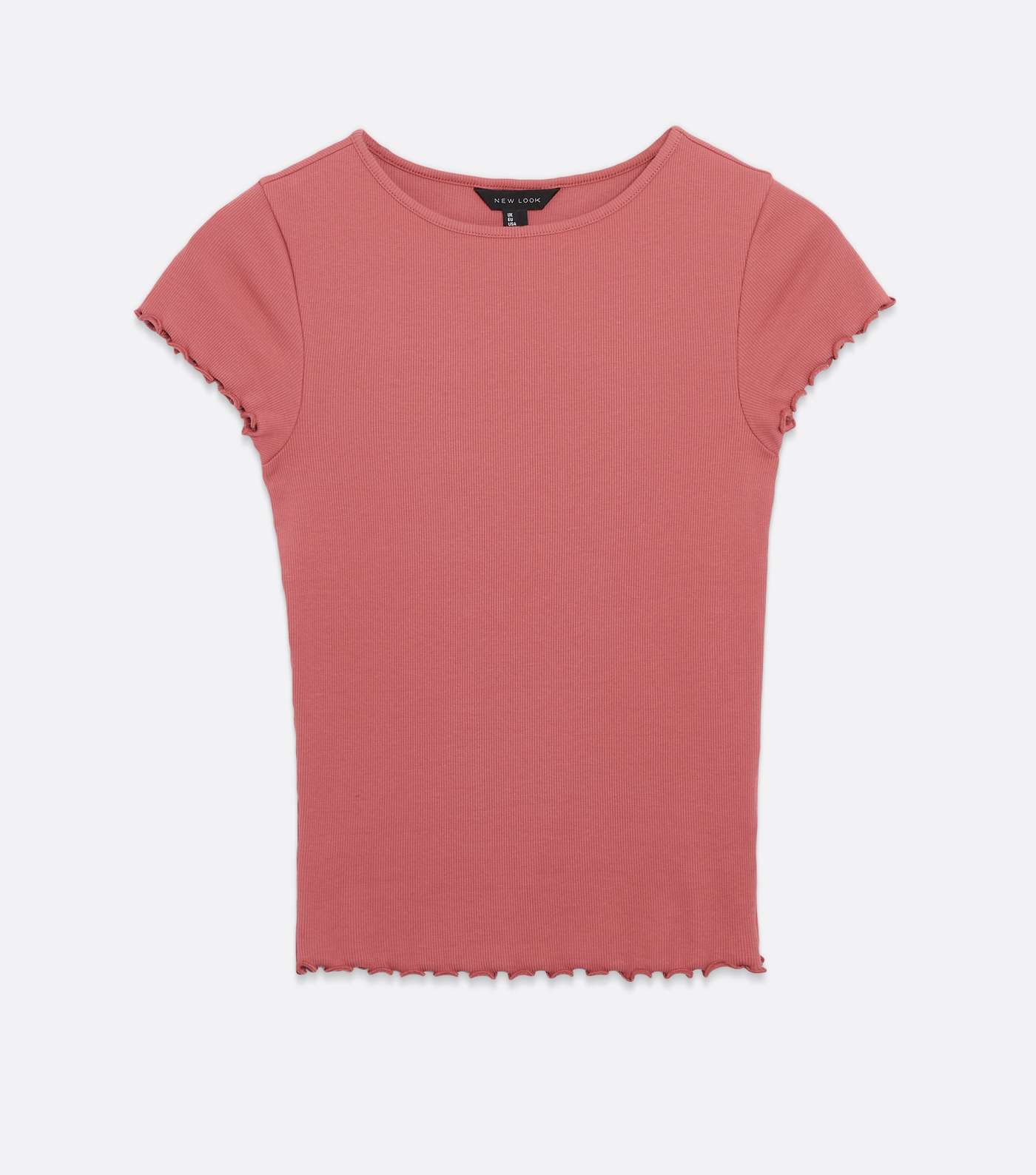 Deep Pink Ribbed Frill Short Sleeve T-Shirt Image 5