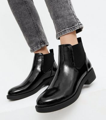 new look patent chelsea boots