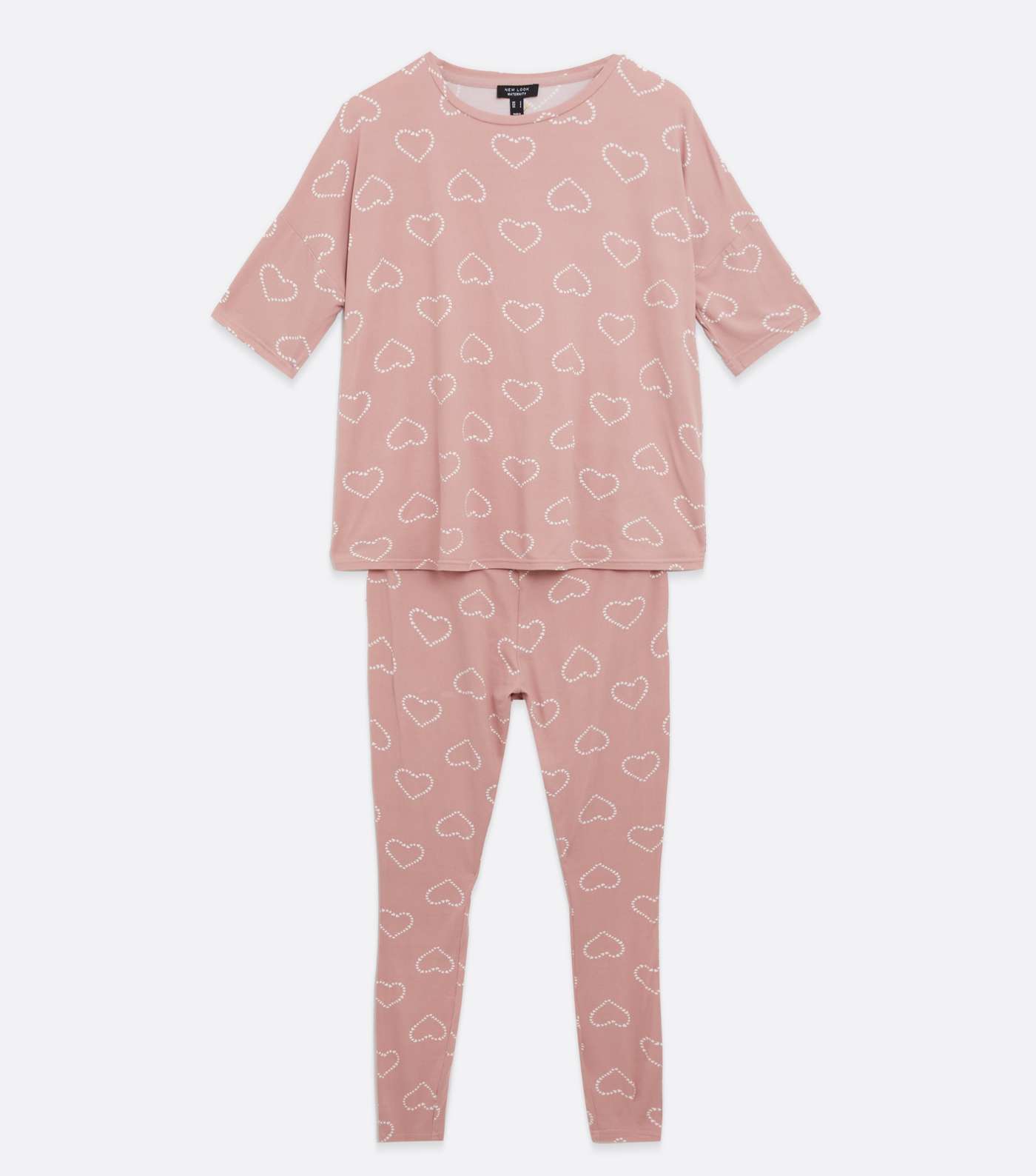 Maternity Pink Legging Pyjama Set with Heart Print Image 5
