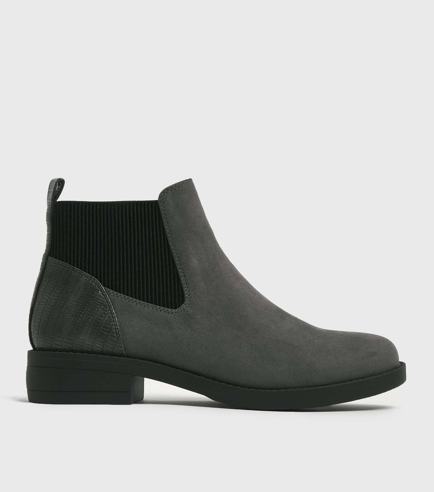 Grey Suedette Elasticated Chelsea Boots