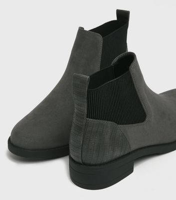 shop for Grey Suedette Elasticated Chelsea Boots New Look Vegan at Shopo
