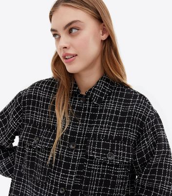 black check shacket womens