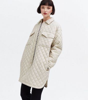 Click to view product details and reviews for Cream Quilted Pocket Front Shacket New Look.