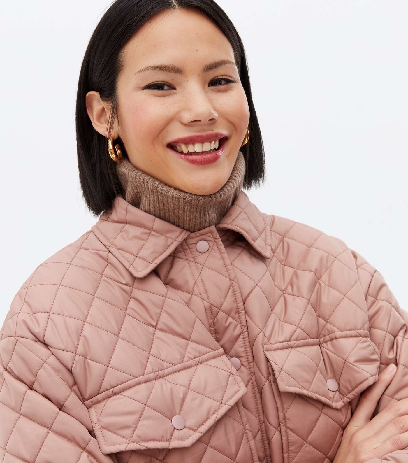 Mid Pink Quilted Pocket Front Shacket