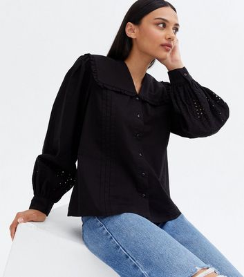 Black Frill Collar Broderie Sleeve 