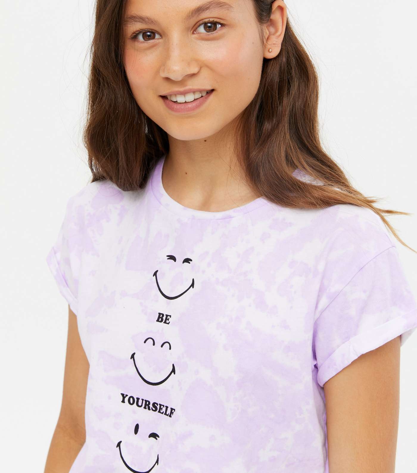 Girls Purple Tie Dye SmileyWorld Logo T-Shirt Image 3