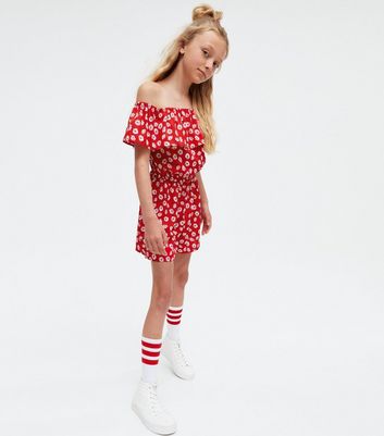 red bardot playsuit