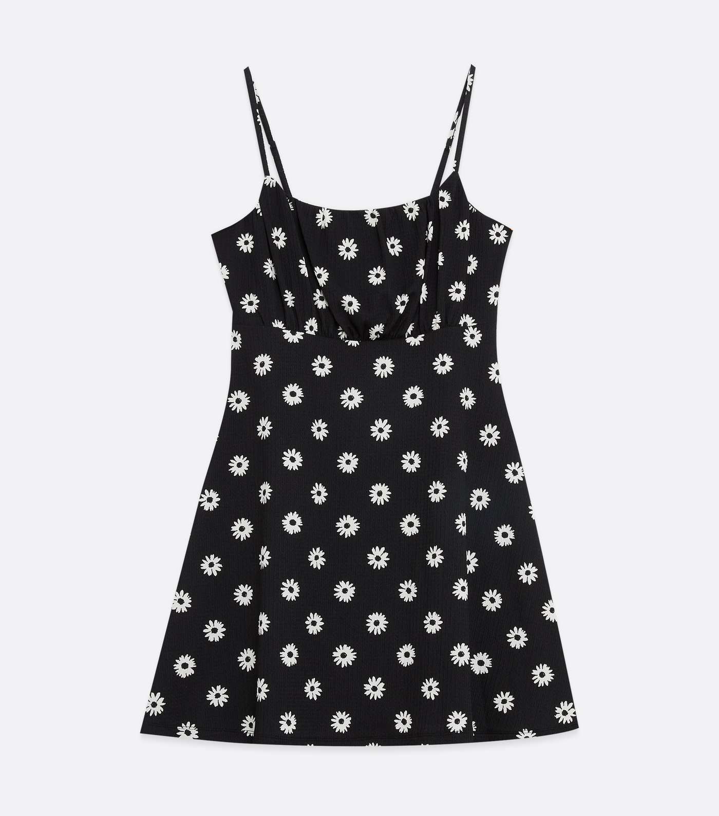Black Floral Ruched Strappy Mini Dress Image 5