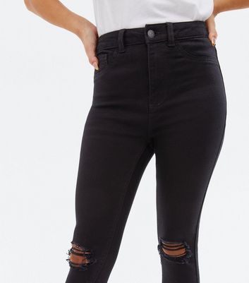 new look black ripped skinny jeans