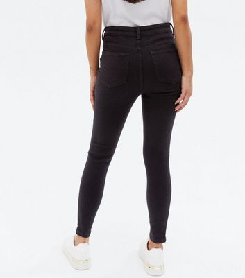 Click to view product details and reviews for Petite Black Ripped High Waist Hallie Super Skinny Jeans New Look.
