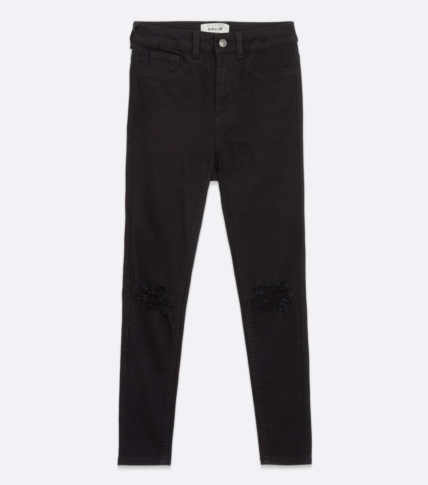 Petite Black Ripped High Waist Hallie Super Skinny Jeans Image 5