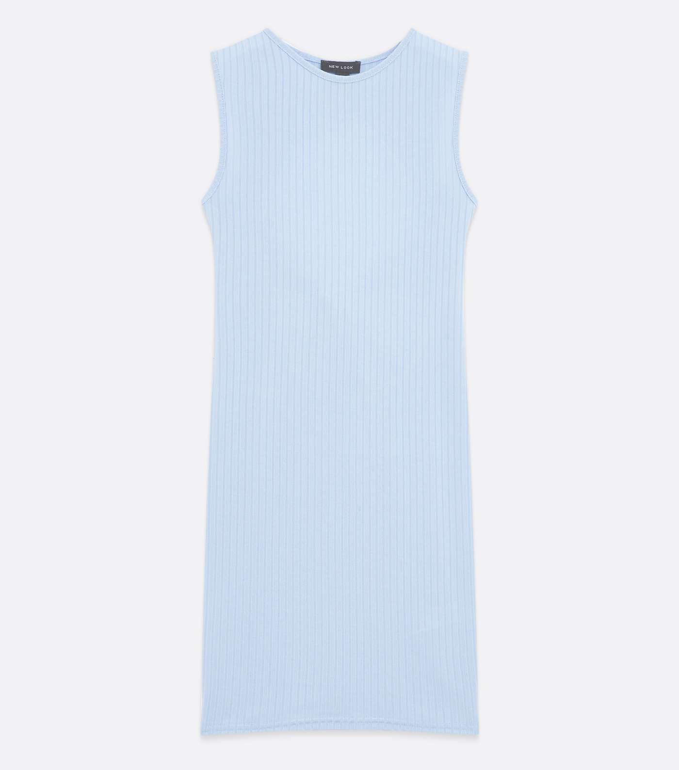 Pale Blue Ribbed Open Tie Back Bodycon Dress Image 5