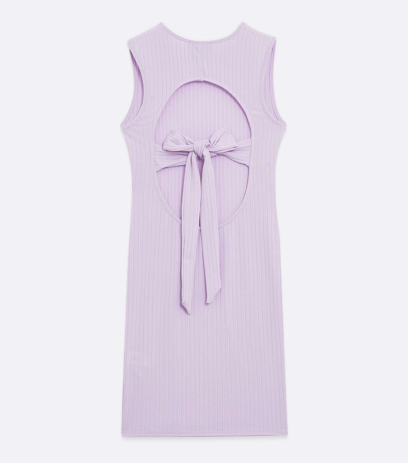 Lilac Ribbed Open Tie Back Bodycon Dress Image 6