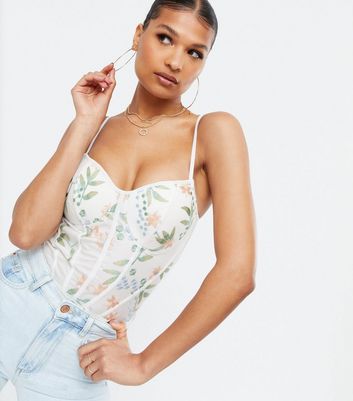 embroidered mesh bodysuit