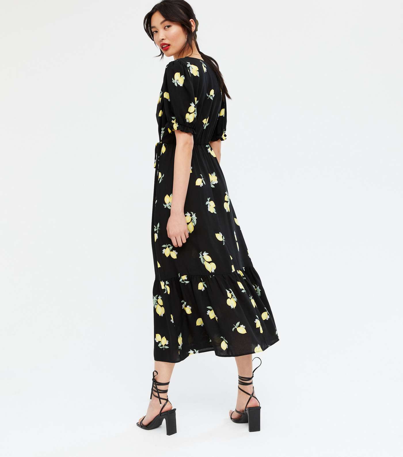 Black Lemon Tiered Wrap Midi Dress Image 4