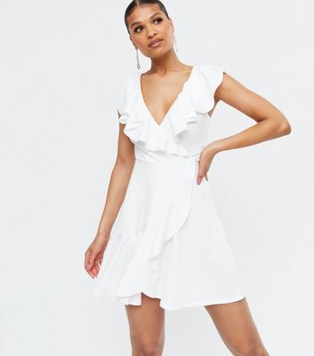 white wrap mini dress
