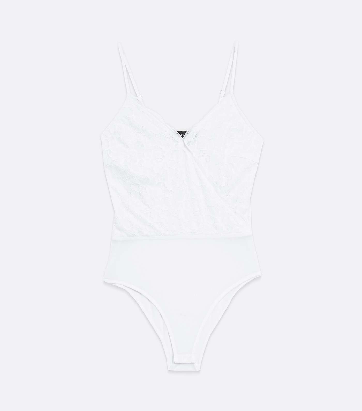 White Lace Strappy Wrap Bodysuit Image 5
