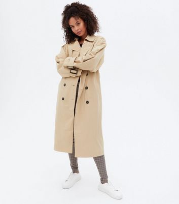 Damen Bekleidung Tall Stone Puff Sleeve Belted Trench Coat