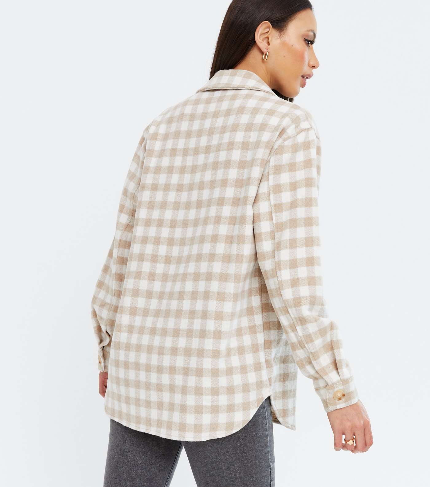 Tall Off White Gingham Shacket Image 4