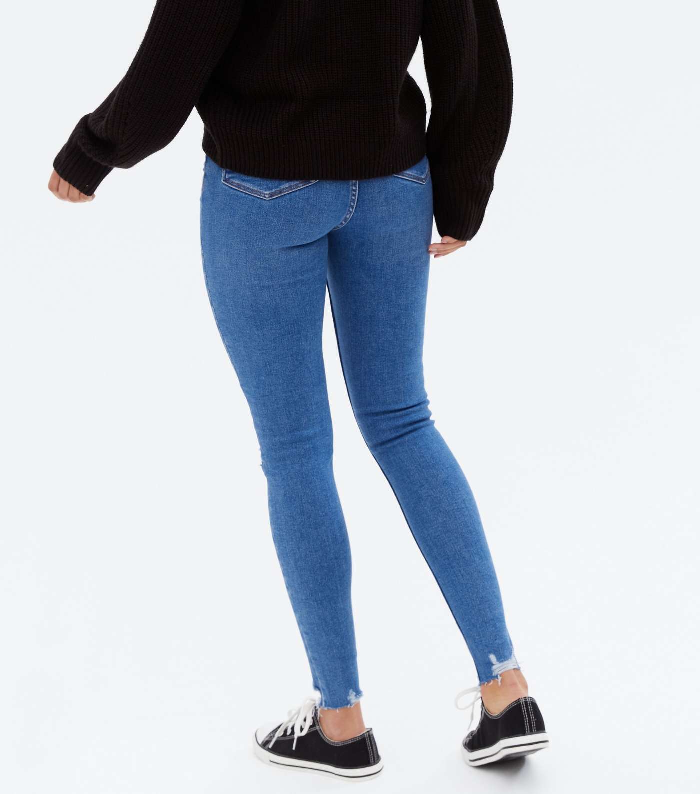 Tall Bright Blue Ripped High Waist Hallie Super Skinny Jeans Image 4
