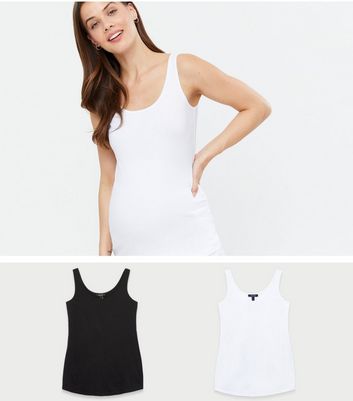 Maternity 2 Pack Black and White Scoop Neck Vests