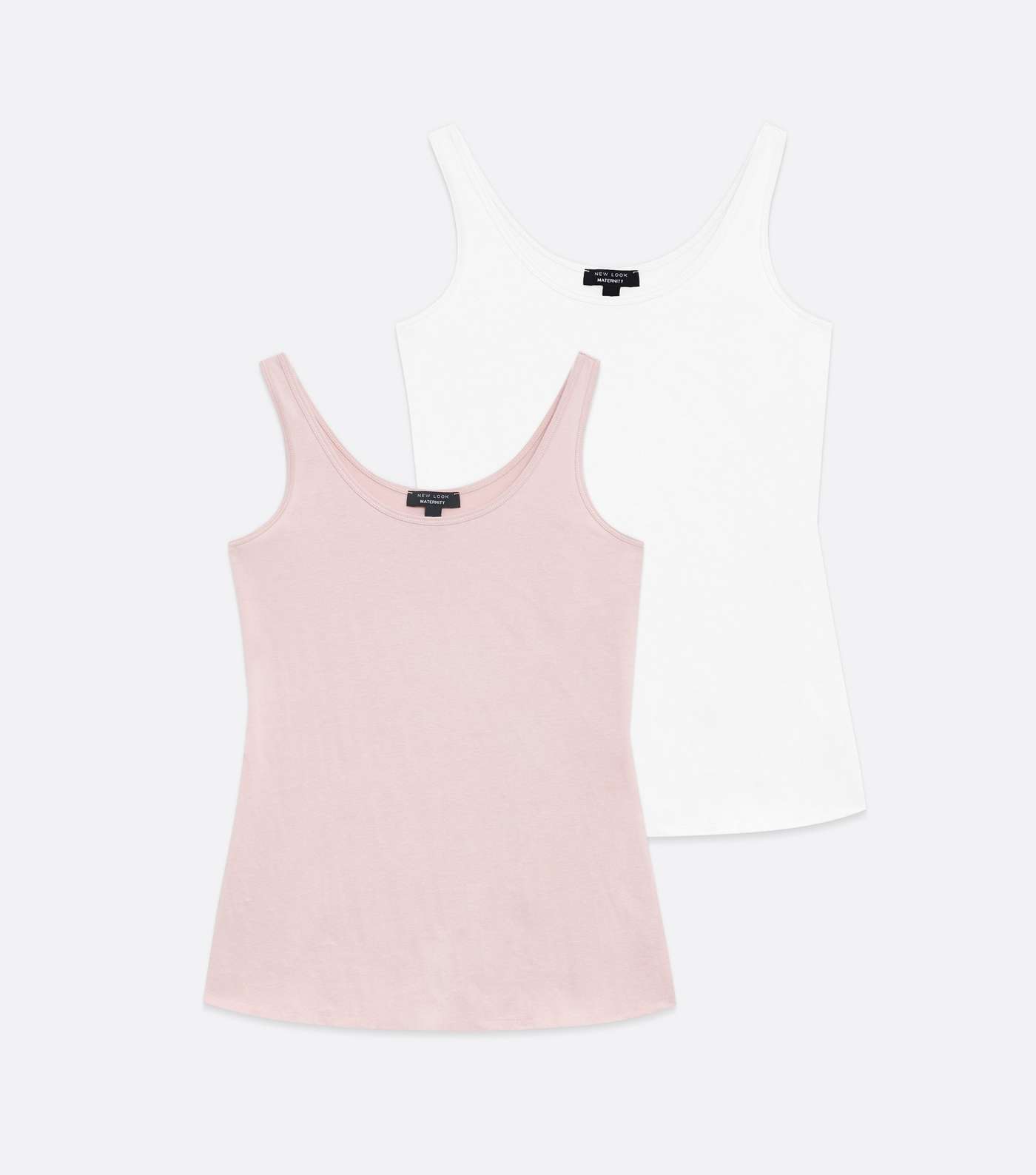 Maternity 2 Pack Pink and White Scoop Neck Vests Image 5