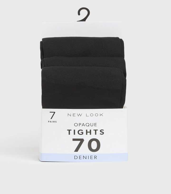 7 Pack Black 70 Denier Opaque Tights