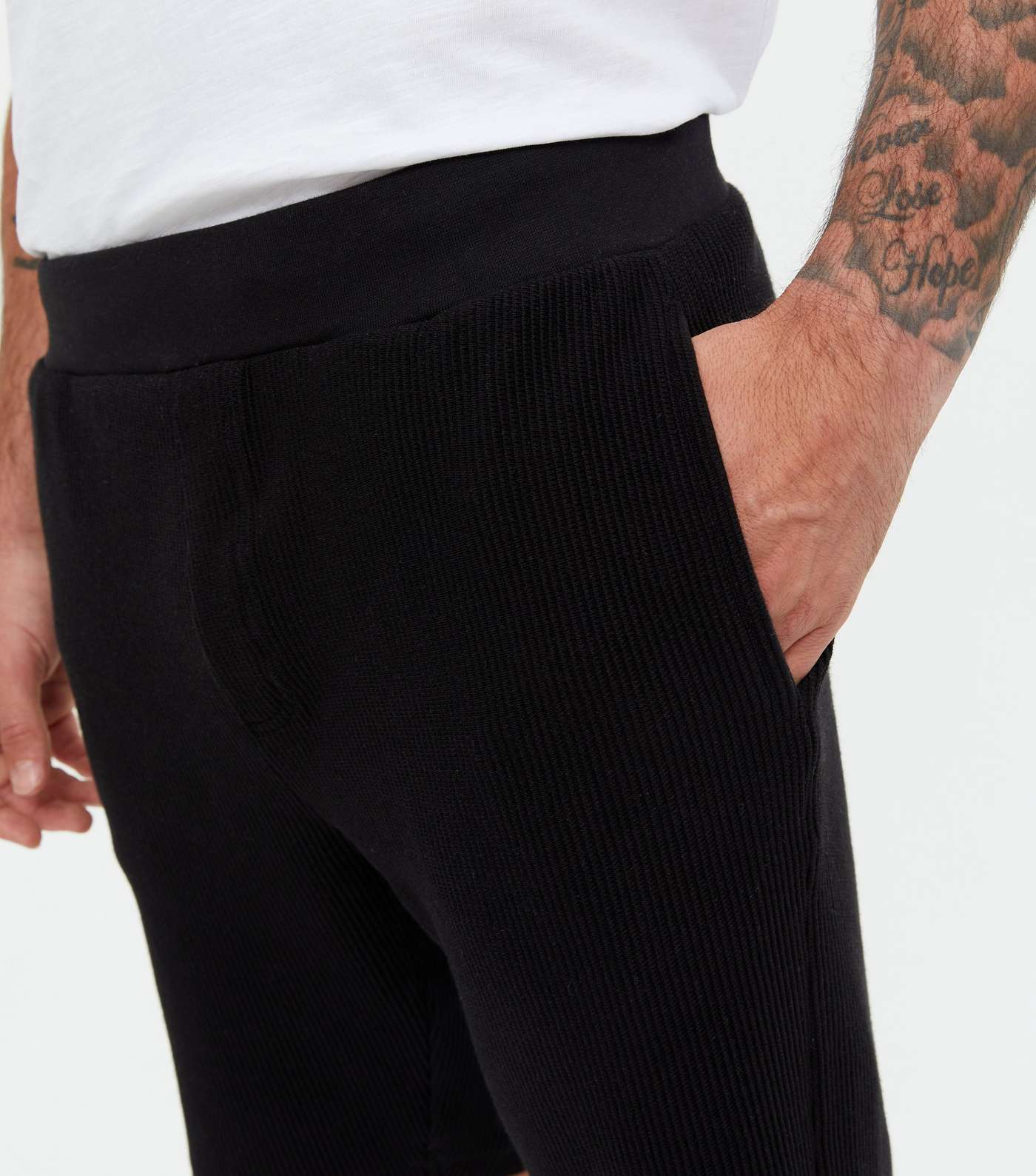 Only & Sons Black Ribbed Jersey Shorts Image 3