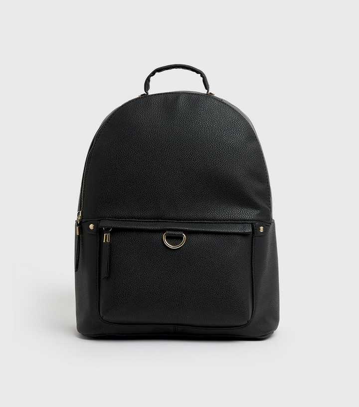 expeditie diefstal Gemengd Black Leather-Look Backpack | New Look