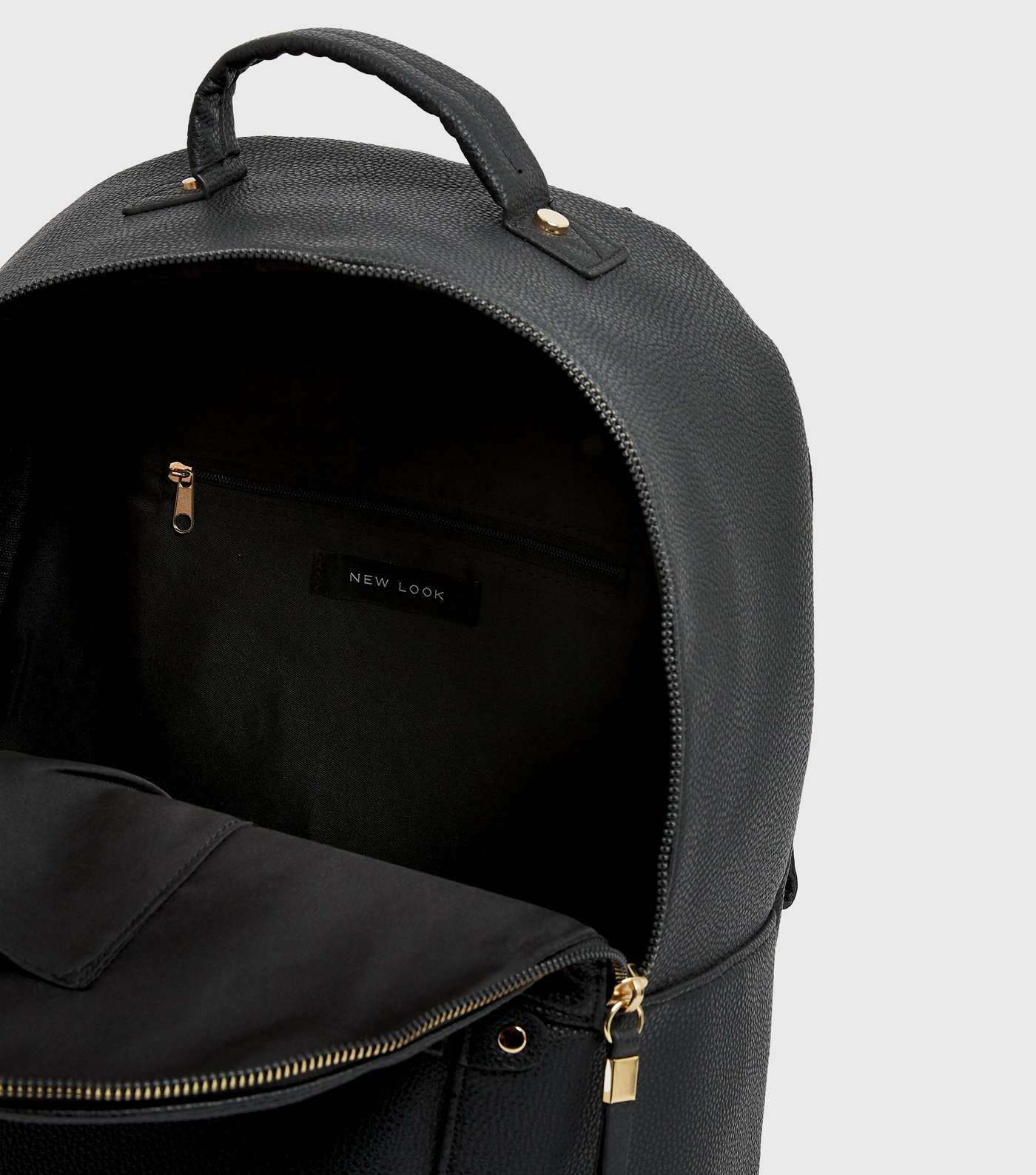 Black Leather-Look Backpack Image 4
