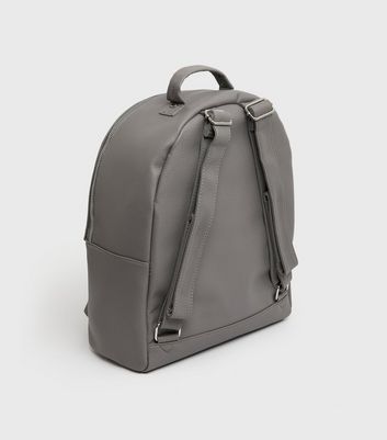 grey leather rucksack