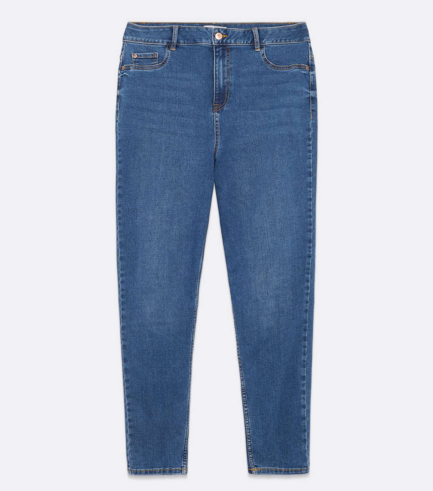 Curves Blue Mid Wash Lift & Shape Jenna Skinny Jeans Image 5