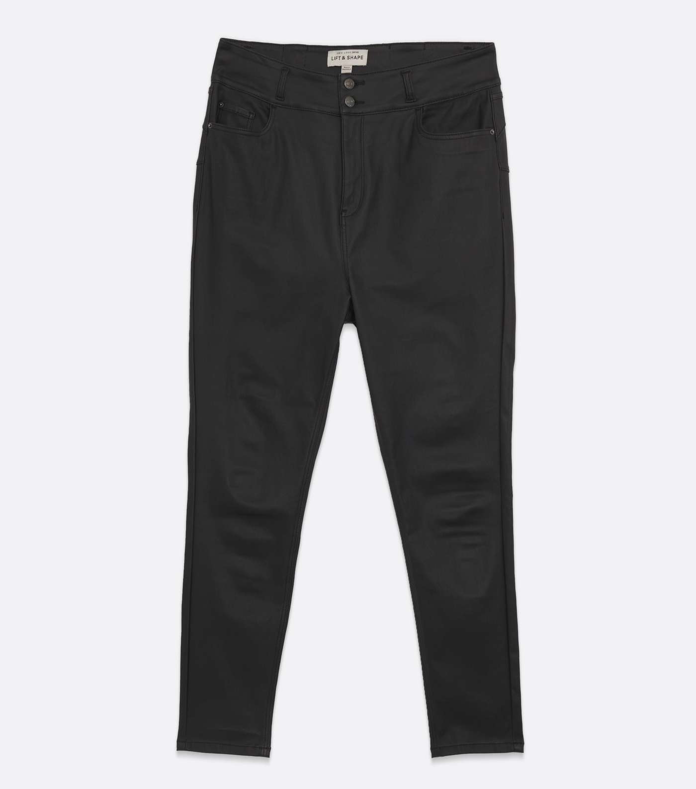 Curves Black Leather-Look Lift & Shape Yazmin Skinny Jeans Image 4
