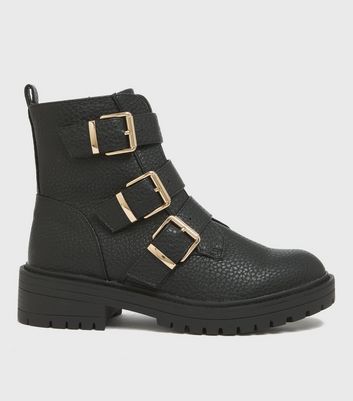 low heel biker boots