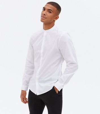 white long sleeve collared shirt mens