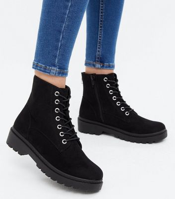 Black suede chunky ankle sales boots