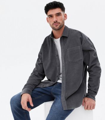 Dark Grey Cord Long Sleeve Oversized 