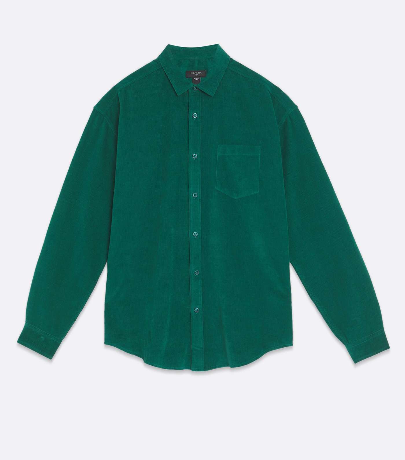 Dark Green Cord Long Sleeve Oversized Shirt Image 5