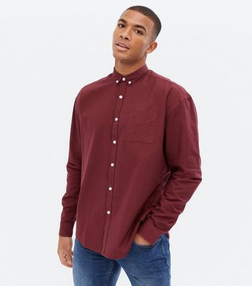 Burgundy Long Sleeve Oxford Shirt | New 