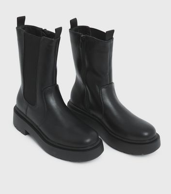 shop for Black High Ankle Chunky Boots New Look Vegan at Shopo