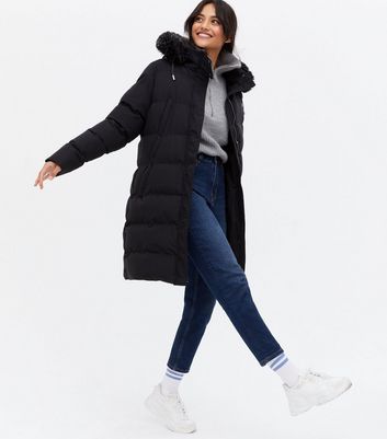 black puffer coat midi