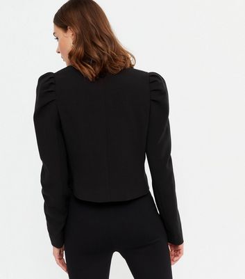 Black puff 2024 shoulder blazer