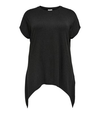 Only Curves Black Drape Hem Long T Shirt New Look