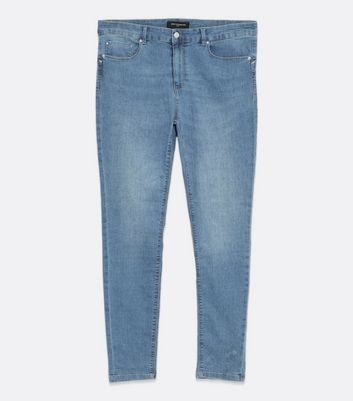 Click to view product details and reviews for Only Curves Blue Mid Wash High Rise Skinny Jeans New Look.
