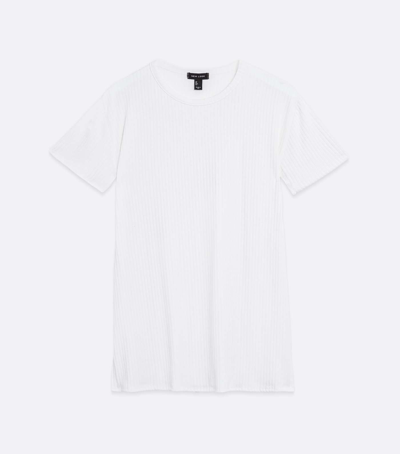 White Soft Ribbed Long T-Shirt  Image 5